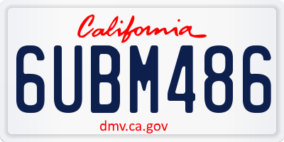 CA license plate 6UBM486