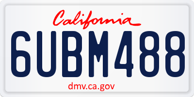 CA license plate 6UBM488