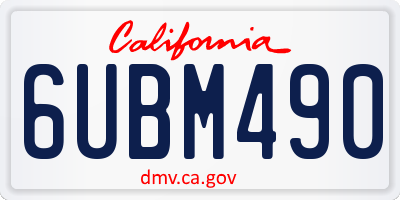 CA license plate 6UBM490