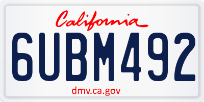 CA license plate 6UBM492
