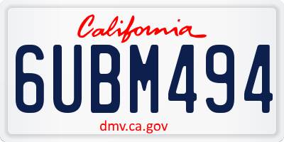 CA license plate 6UBM494