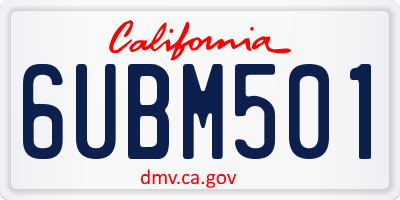 CA license plate 6UBM501