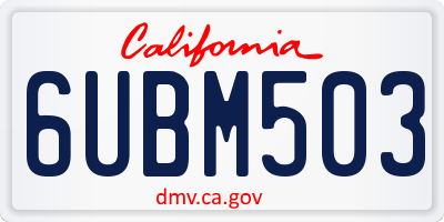 CA license plate 6UBM503