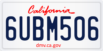 CA license plate 6UBM506