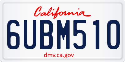 CA license plate 6UBM510