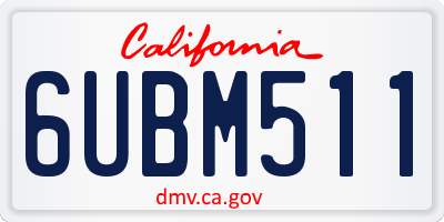 CA license plate 6UBM511