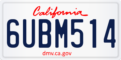 CA license plate 6UBM514