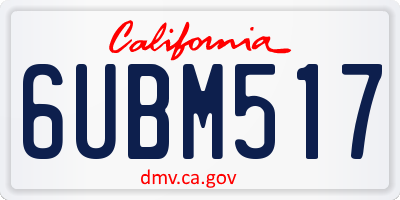 CA license plate 6UBM517