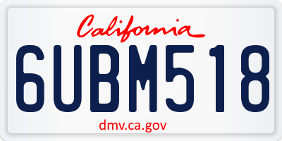 CA license plate 6UBM518