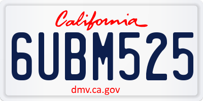 CA license plate 6UBM525