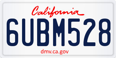 CA license plate 6UBM528