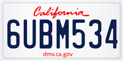 CA license plate 6UBM534