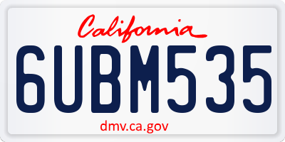 CA license plate 6UBM535