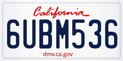 CA license plate 6UBM536