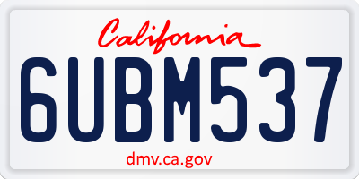 CA license plate 6UBM537