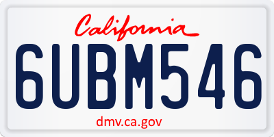 CA license plate 6UBM546