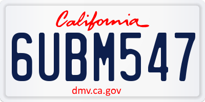CA license plate 6UBM547