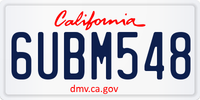 CA license plate 6UBM548