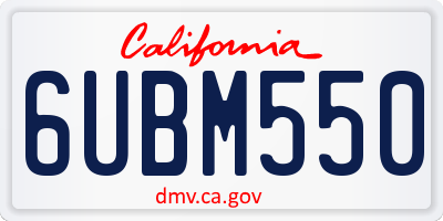 CA license plate 6UBM550