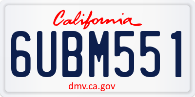 CA license plate 6UBM551