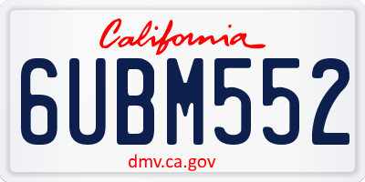 CA license plate 6UBM552