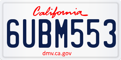 CA license plate 6UBM553