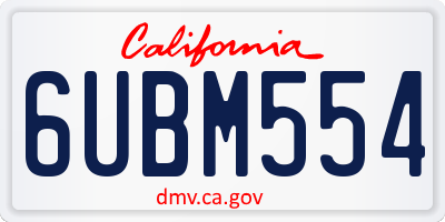 CA license plate 6UBM554