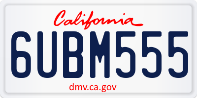 CA license plate 6UBM555
