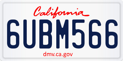 CA license plate 6UBM566