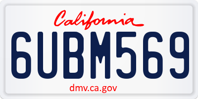 CA license plate 6UBM569