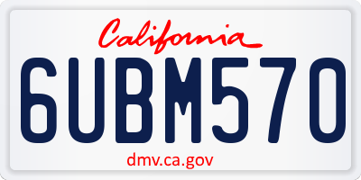 CA license plate 6UBM570