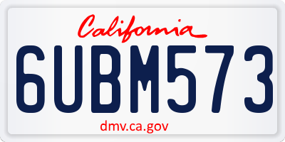 CA license plate 6UBM573