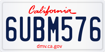 CA license plate 6UBM576