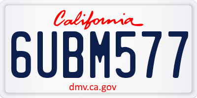 CA license plate 6UBM577