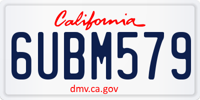CA license plate 6UBM579