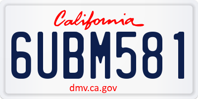 CA license plate 6UBM581