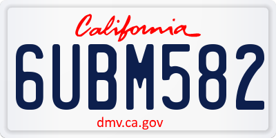CA license plate 6UBM582