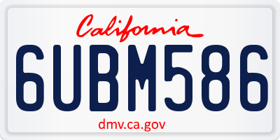 CA license plate 6UBM586
