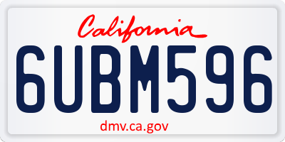 CA license plate 6UBM596