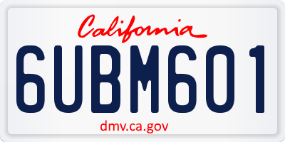 CA license plate 6UBM601