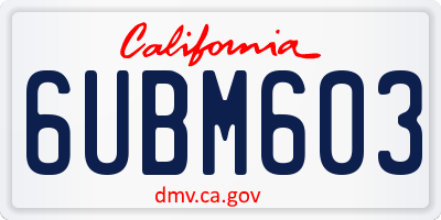 CA license plate 6UBM603