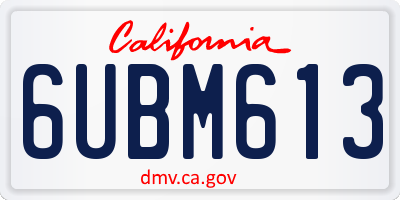CA license plate 6UBM613