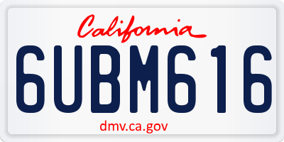 CA license plate 6UBM616