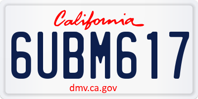 CA license plate 6UBM617