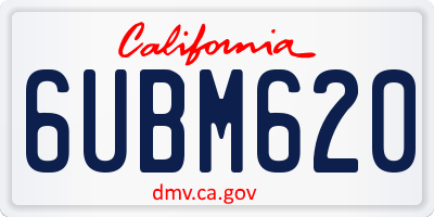 CA license plate 6UBM620