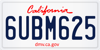 CA license plate 6UBM625
