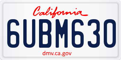 CA license plate 6UBM630