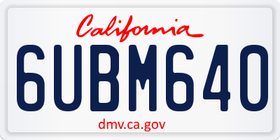 CA license plate 6UBM640