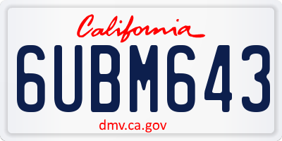 CA license plate 6UBM643