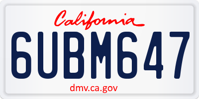 CA license plate 6UBM647